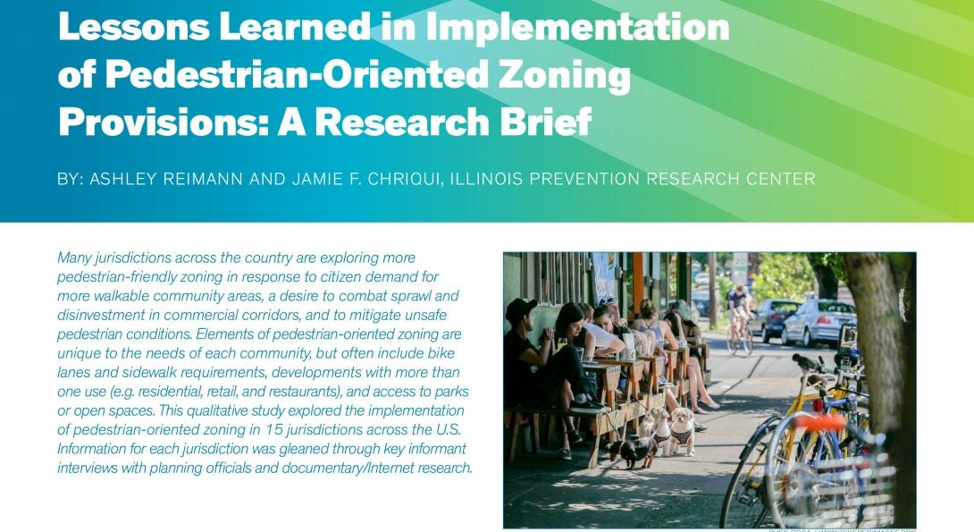 Snapshot of Lessons Learned in Implementation of Pedestrian-Oriented Zoning Provisions Research Brief