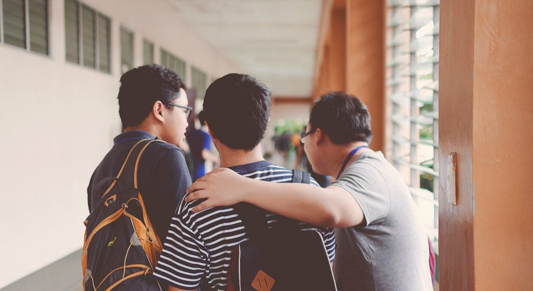 Students in School Hallway